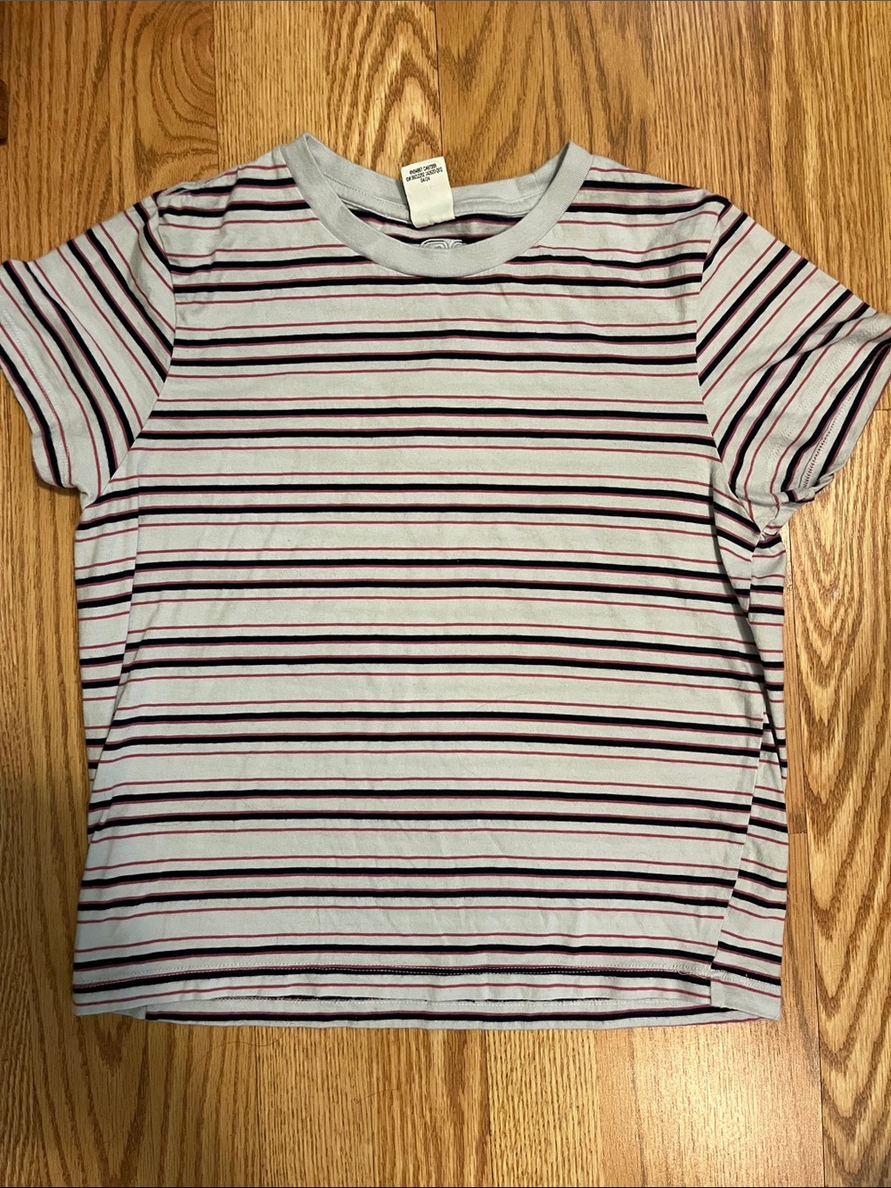 PINK Victoria's Secret light Blue Tee with Navy & Pink Stripes